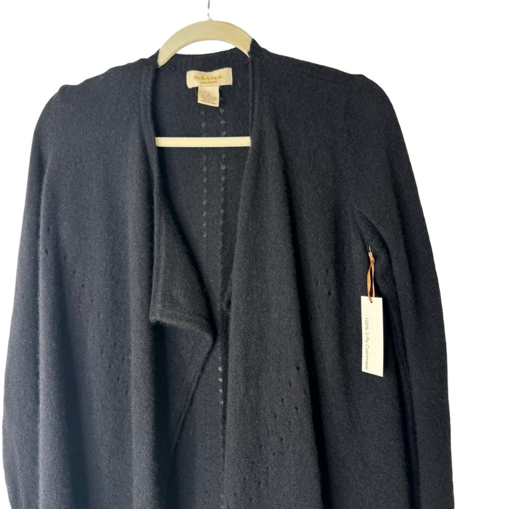 NWT Peck & Peck Cashmere Open Cardigan Black Size Small - Picture 2 of 4